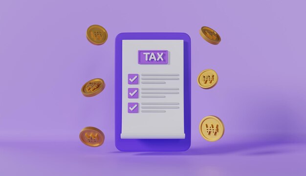 Tax payment and business tax with money won coin