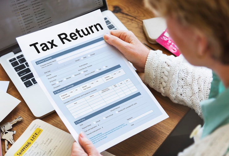 Photo tax return financial form concept
