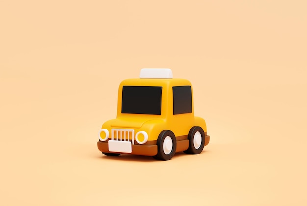 Taxi car for online transportation service concept web banner cartoon icon or symbol background 3D illustration