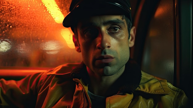 Photo taxi driver close up