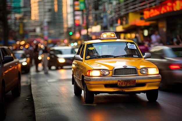 Photo taxi driver skillfully navigates bustling streets generated with ai