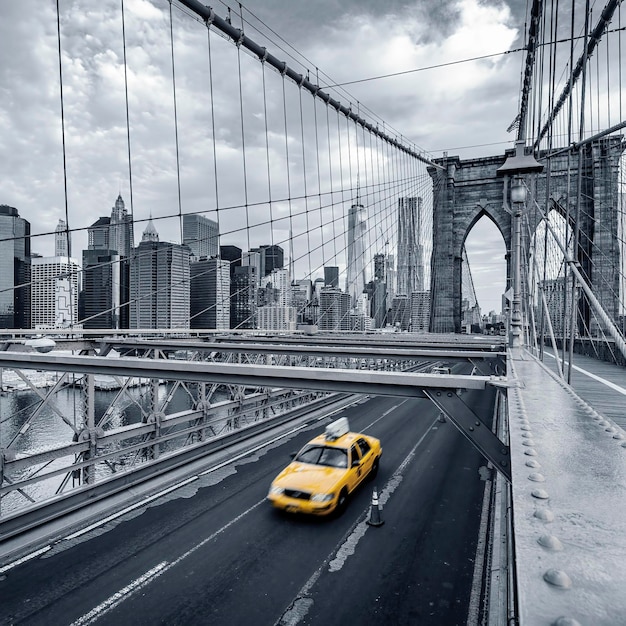 Taxi op de Brooklyn bridge