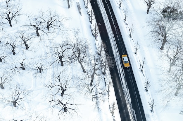 taxi on the road high view