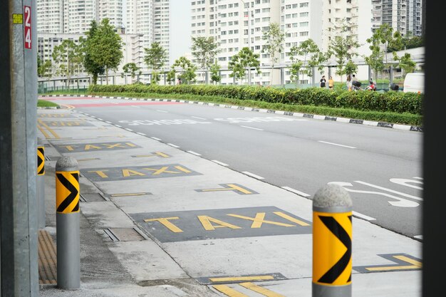 Taxi road sign in singapore city