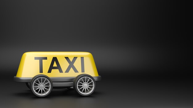 Taxi Roof Sign on Wheels Isolated