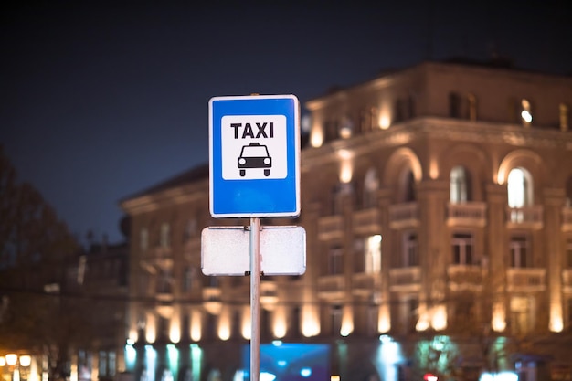 Taxi signs on the road