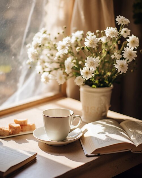 写真 捕らえられたお茶と花の本