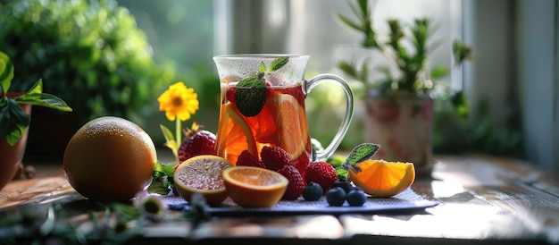 写真 茶と果物