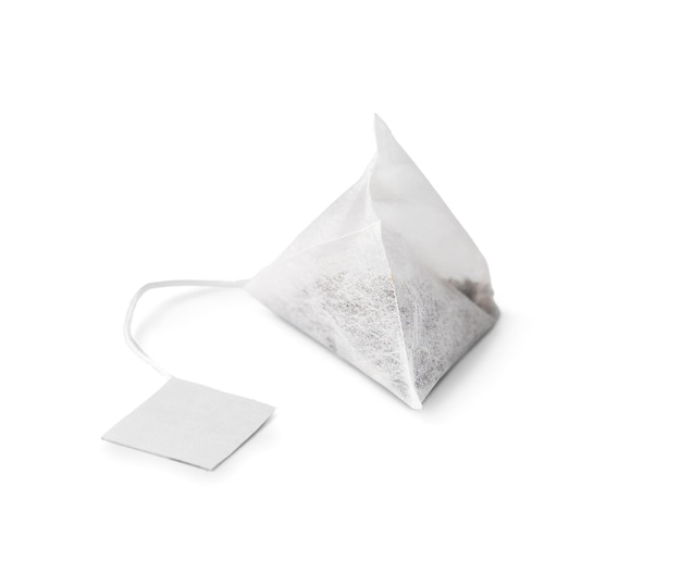 Tea bag on white background