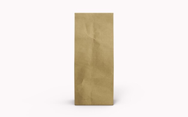 Tea or coffee brown paper packaging bag isolated on white background 3d rendering