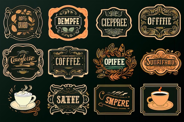 Tea and Coffee Harmony Chalkboard Folk Labels with Floral Touch