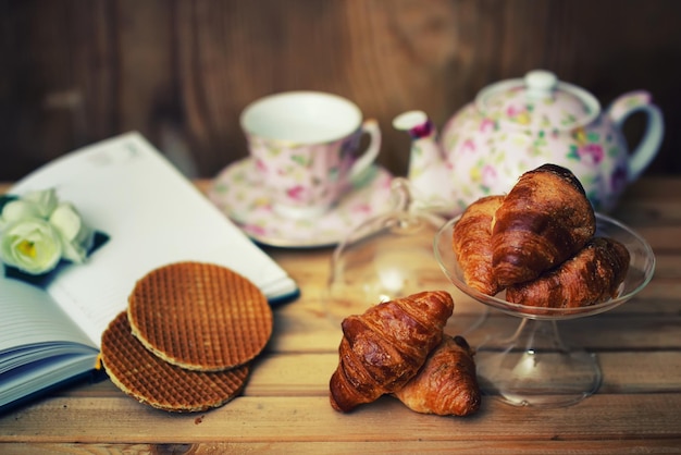 Tea cup croissant book