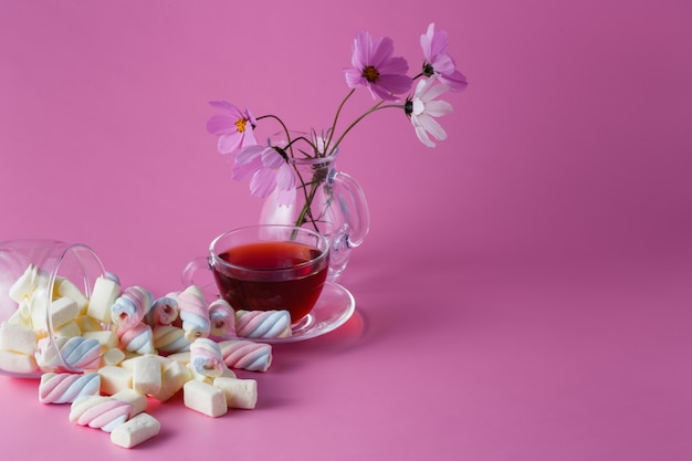 Tea cup with marshmallow