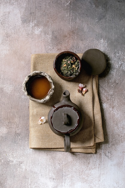 写真 お茶を飲むわびさび風