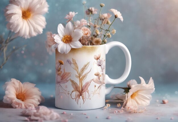 Photo tea and flowers