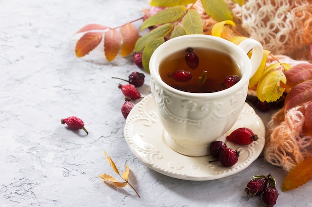 Tea from rose hips in a ceramic cup