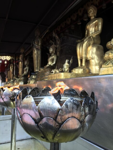 Tea light candles burning at wat phrathat doi suthep