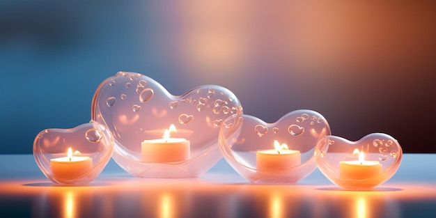 Tea light candles on table for romantic dinner