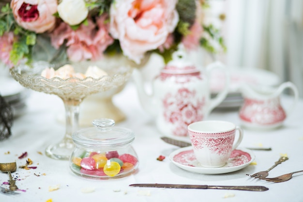 Фото Чайная вечеринка. чай в розовую кружку.