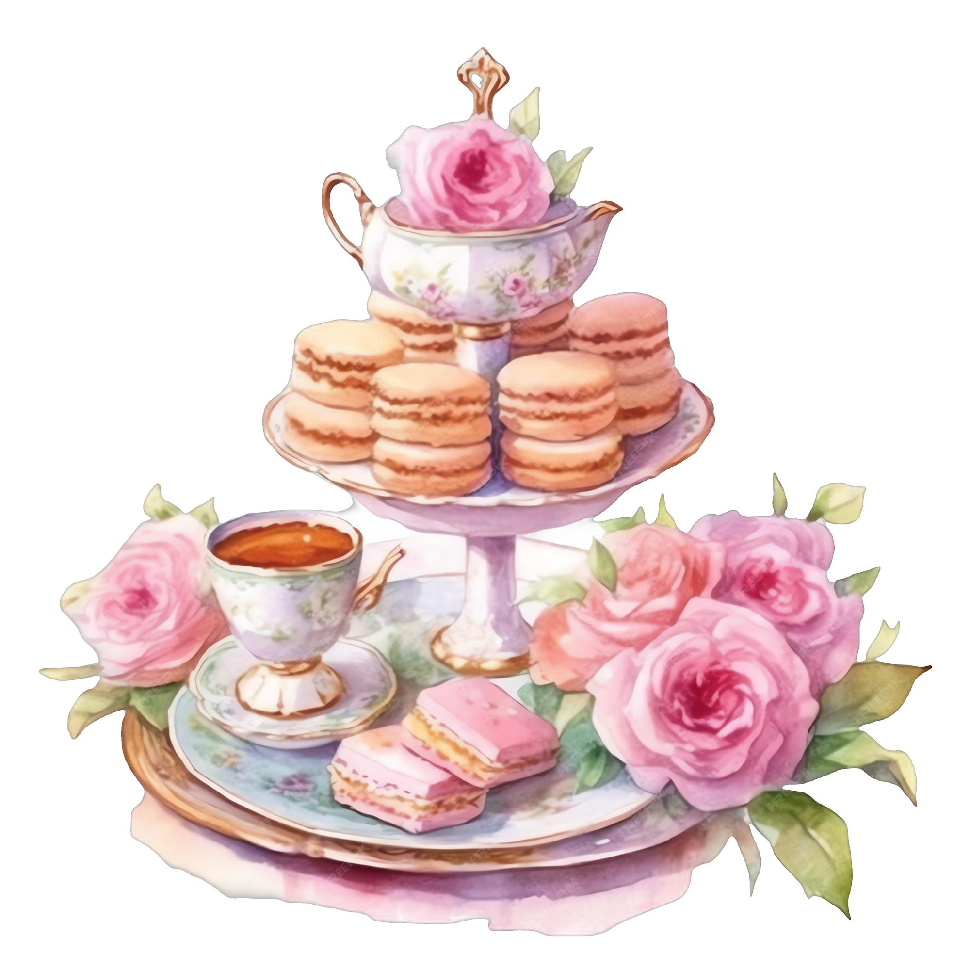 Tea Party Tray Of Desserts For Tea Party Watercolor Illustration Tea raspberry-parfait-tea-party-food-tea-time-food-dessert-shooters-recipes