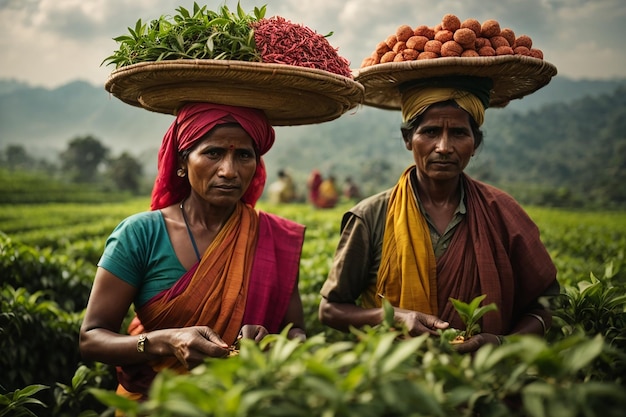 Tea pickers working at kerela india