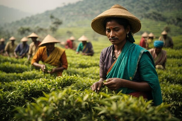 Tea pickers working at kerela india