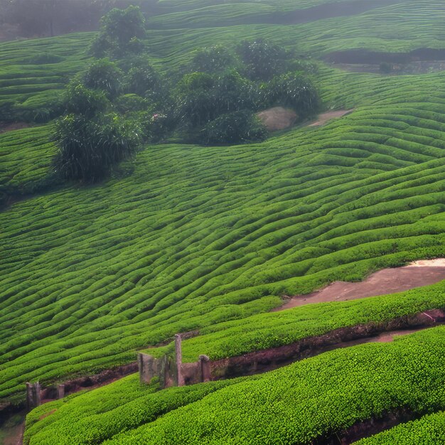 tea plantation landscape lush fresh tea