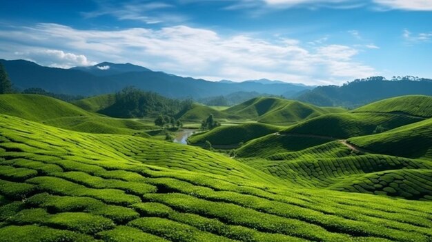 Photo tea plantation in the mountains