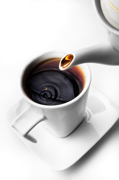 Tea pore from a teapot into a cup
