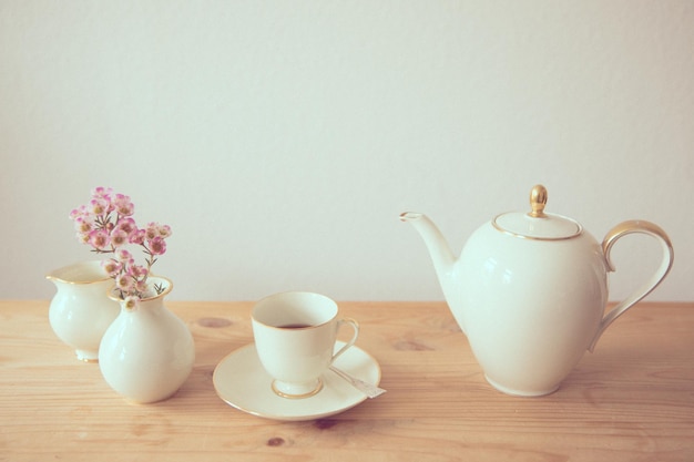 tea set on table