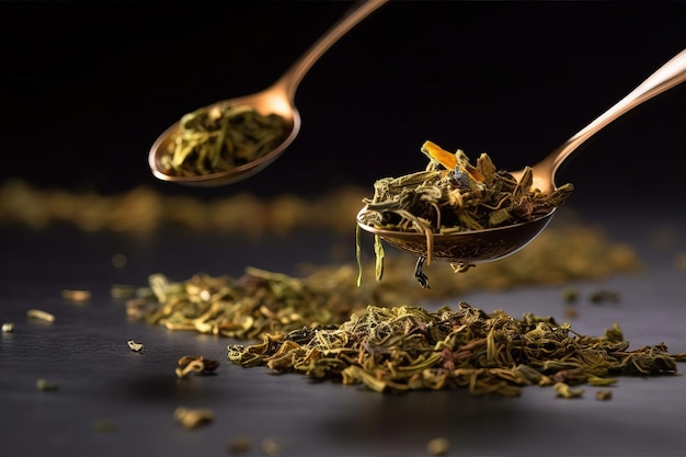 Tea strands on spoons