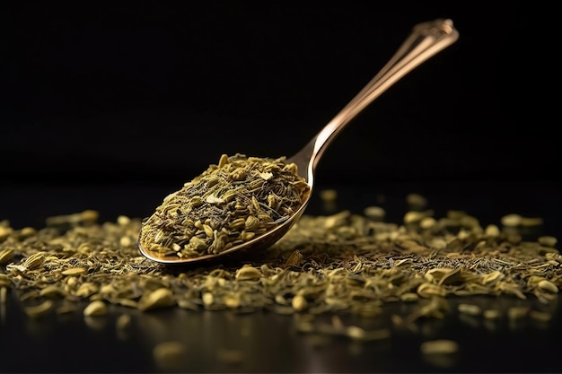 Tea strands on the table and spoon