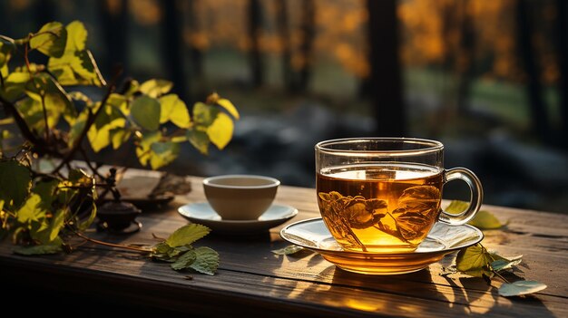 Tea on a table with a cup of tea