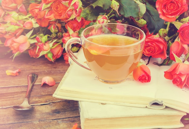 Tea, tea rose, rose, Selective focus. nature.