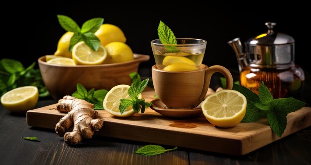 tea with ginger lemon and mint