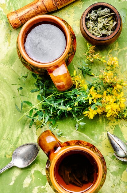 Tea with Hypericum flowers