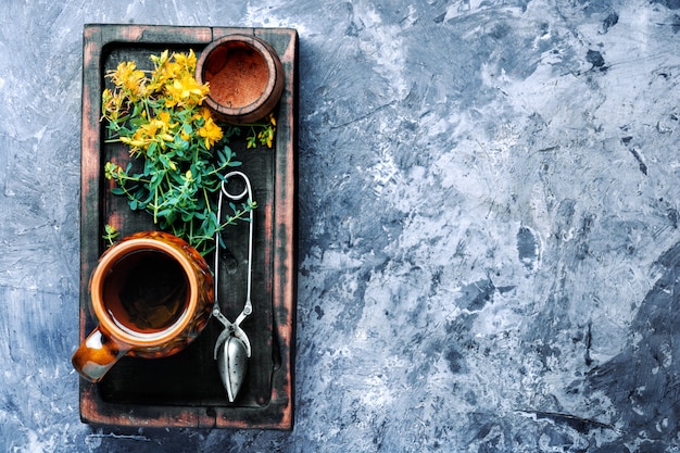 Tea with Hypericum flowers