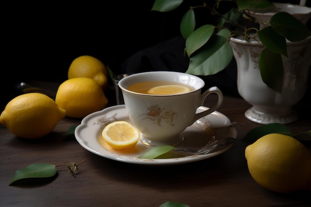 Tea with lemon AI Generated