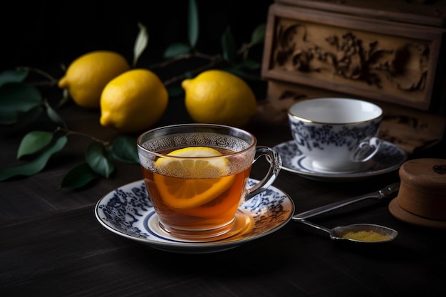 Tea with lemon AI Generated