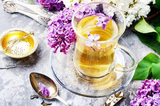 Photo tea with lilac flavor