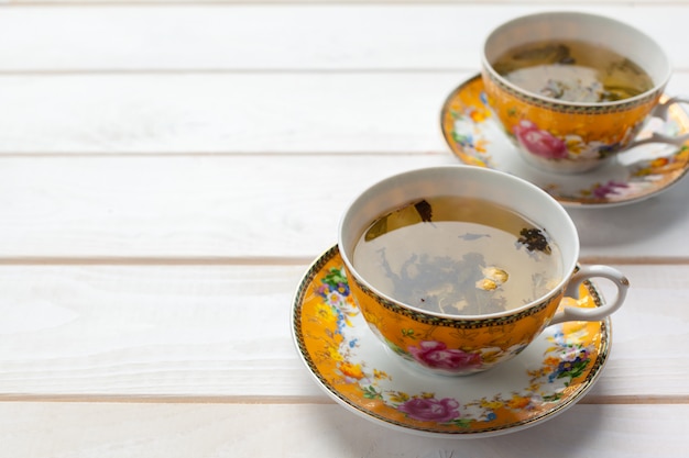 Tea on the wooden table