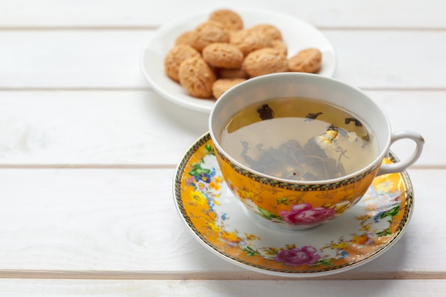 Tea on the wooden table