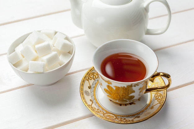 Tea on the wooden table