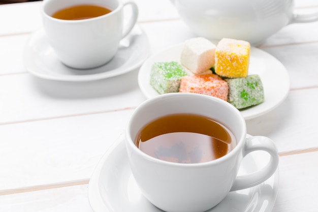 Tea on the wooden table