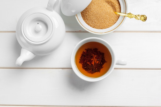 Tea on the wooden table