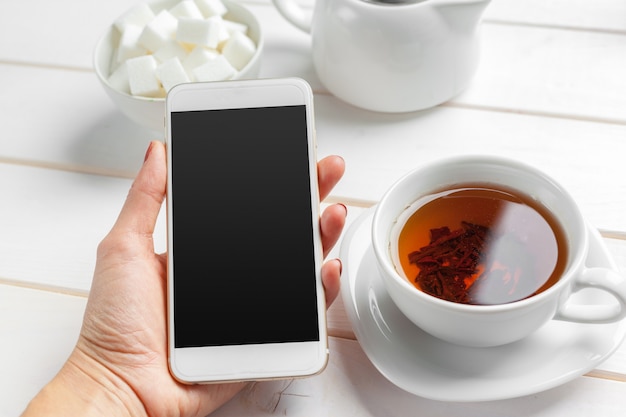 Tea on the wooden table