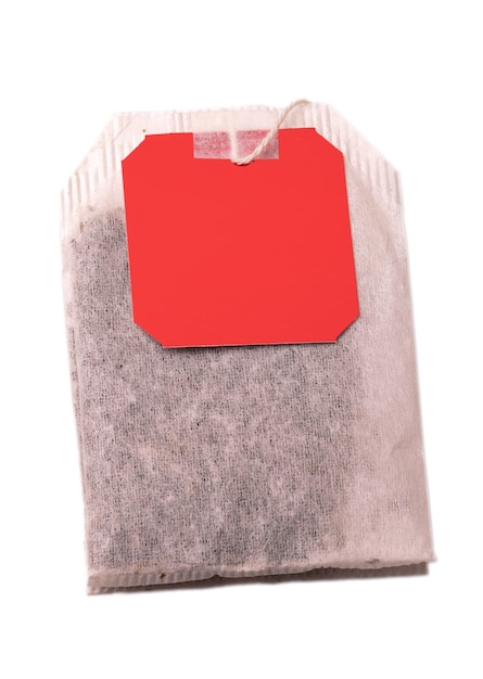 Teabag with red label