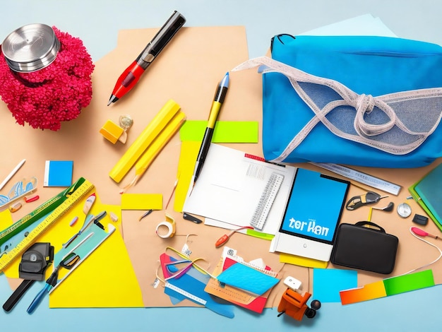 Photo teacher appreciation composition with school supplies ai generated
