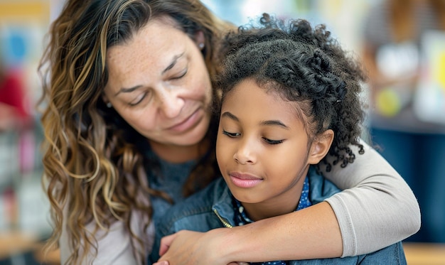 teacher comforting a student illustrating the role of emotional support