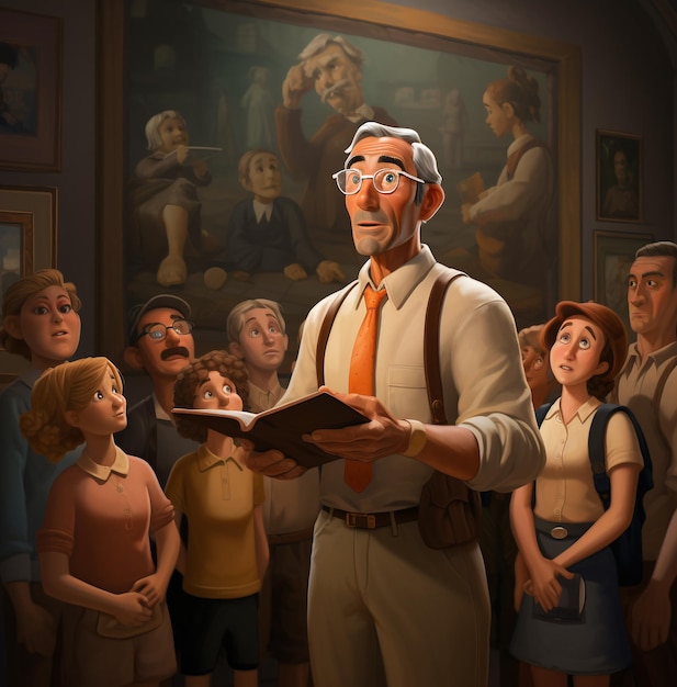 A teacher leading a field trip to a museum, education stock images